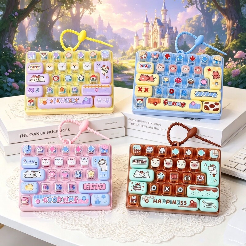Popular 26-key stress-relief keyboard toy keychain pendant, large-sized finger press creative toy keyboard pendant