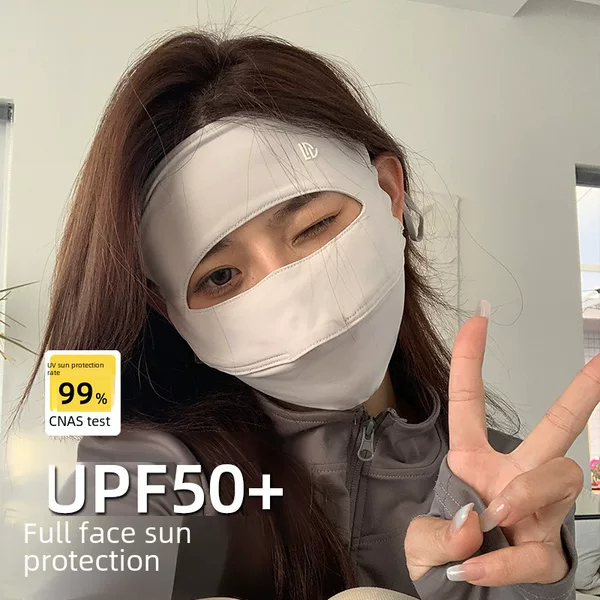 Sunscreen Mask Summer Thin Full Face Sunshade Mask UV Protection Outdoor Fashion Breathable Ice Silk Mask Face Gini