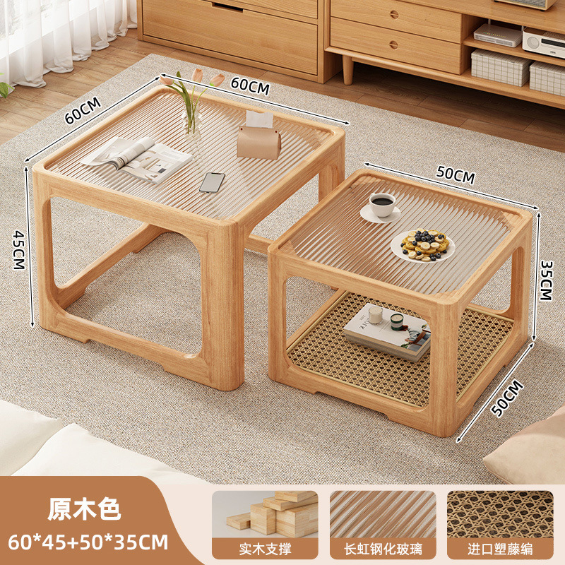Mesa de té personalizada mesa de té de madera maciza mesa de vidrio sala de estar estante multifuncional desmontable escritorio de escritorio doméstico