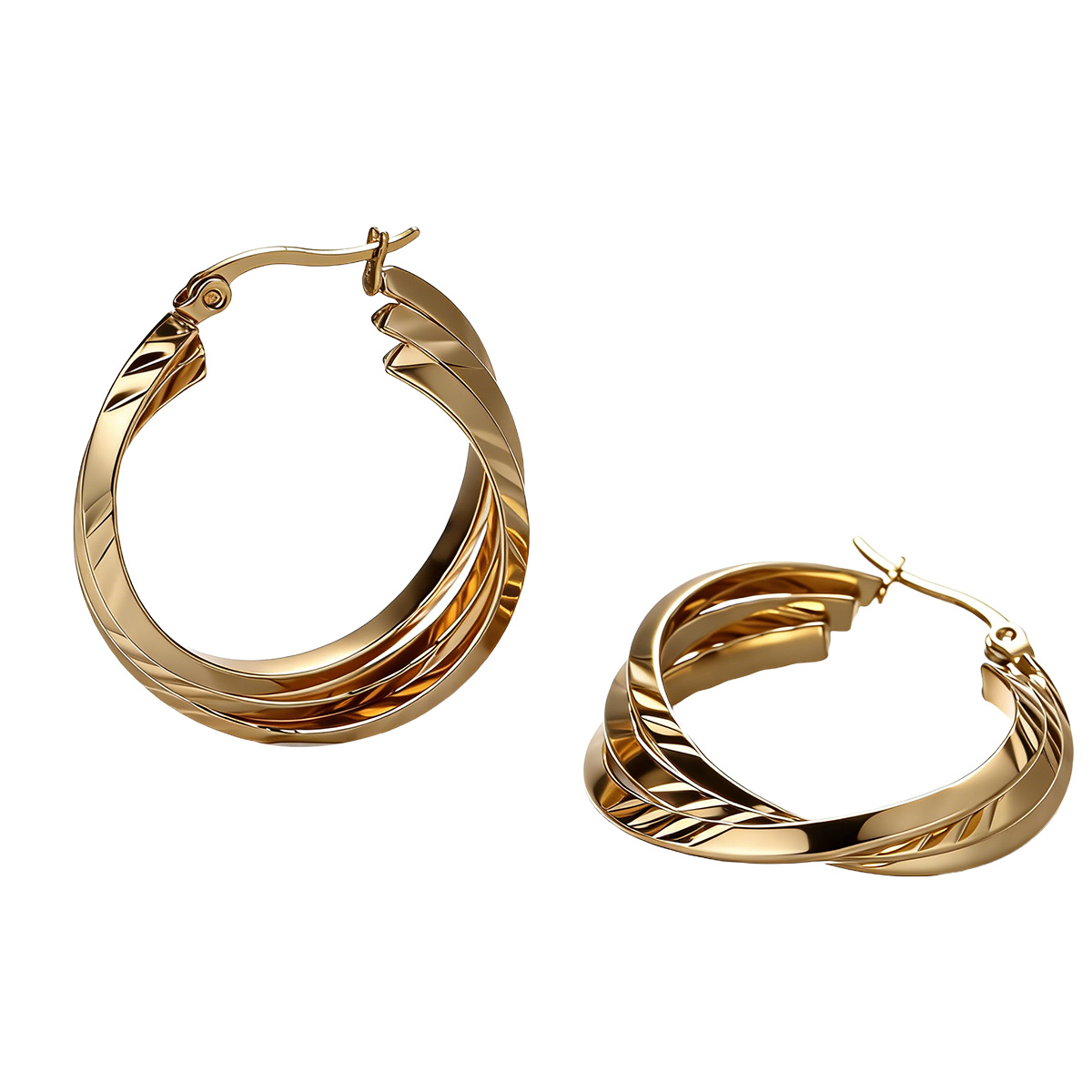 Terna Europa y los Estados Unidos nuevos pernos de acero inoxidable de acero titanio ligero de lujo 18K pernos de orejas explosivos transfronterizos joyas mujeres al por mayor image 6
