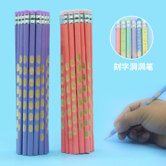 鉛筆卸売りレーザー彫刻ペン小学生文房具賞品ゴム付きhb穴ペン子供マカロン鉛筆