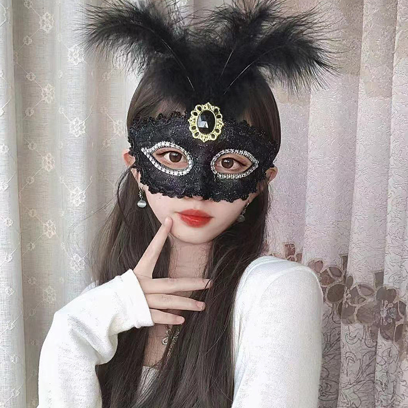 Princesa de media cara Máscara de plumas de estilo antiguo Masquerade Show Fotografía COS Artículos sexuales Suministros de Halloween