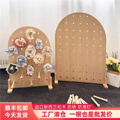 桌面洞洞板立式大肠发圈展示架木质发饰展示板饰品陈列收纳置物架