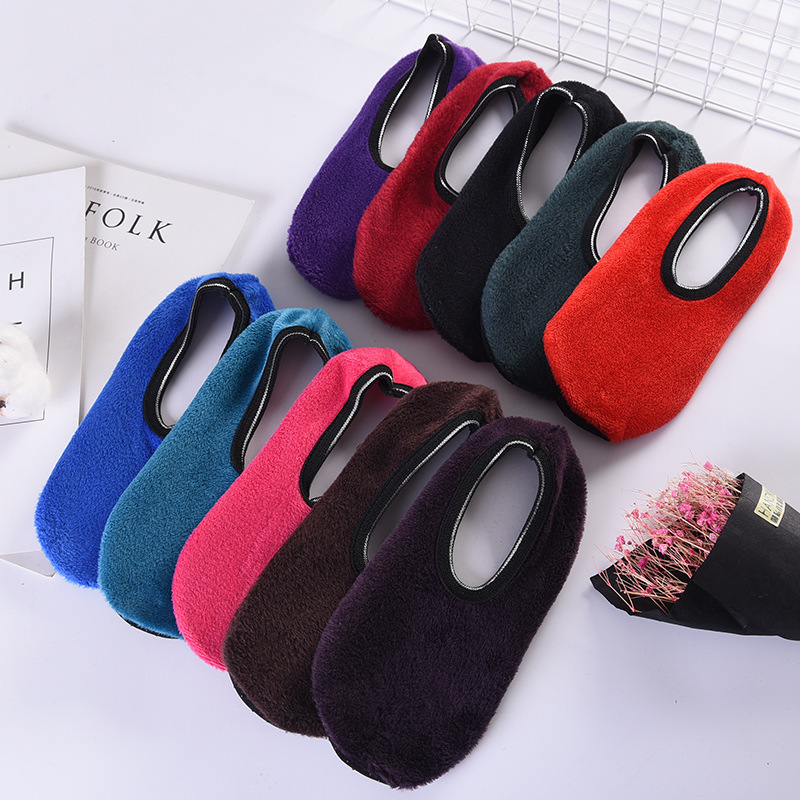 Autumn and Winter Early Education Center Floor Socks, Fleece-Lined, Thickeneded, Non-Slip, Warm Yoga Socks, Sleep Home Winter Socks