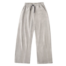 男士休闲裤2025新款秋冬宽松直筒韩版纯色加绒加厚裤腿抽绳卫裤潮