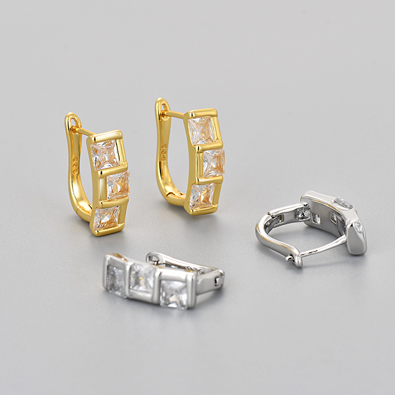 universal geometric square earrings with zircon