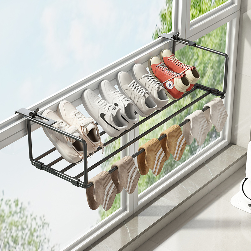 Balcony Shoe Rack Artifact Security Window Guard Railing Window Drying Rack Window Sill Indoor Drying Shelf