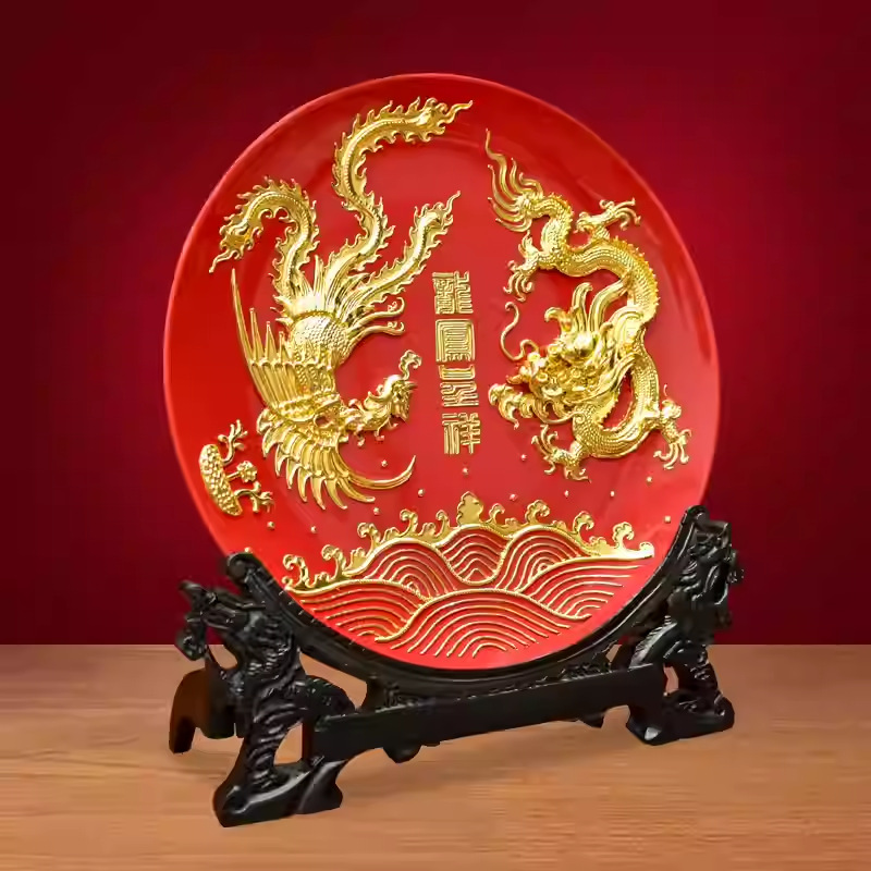 金箔龙凤呈祥新婚礼物送新娘闺蜜结婚礼物送新人高档实用客厅装饰