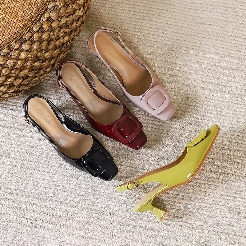 小众法式高跟包头后空凉鞋仙女风鞋子2025年新款夏季方头单鞋细跟