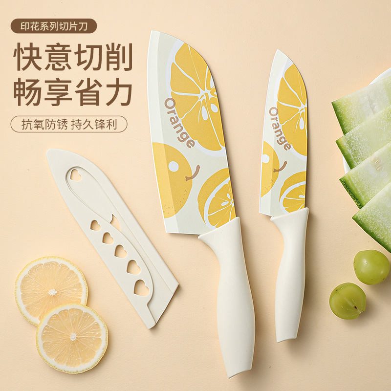 Kitchen Knife Household Slicer Knife for Dormitory Kitchen Knife Sharp Chopper Creative Women's Printed Small Chopper