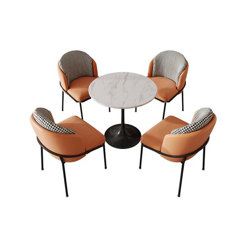 Modern and simple sales department negotiation table and chairs, light luxury commercial reception table, milk tea shop leisure table and four chairs