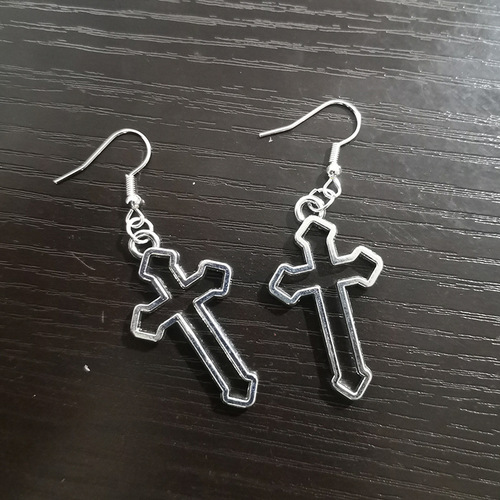 Ins Trend Earrings Accessories Fashion Punk Style Simple Alloy Hollow Cross Stud Earrings for Women