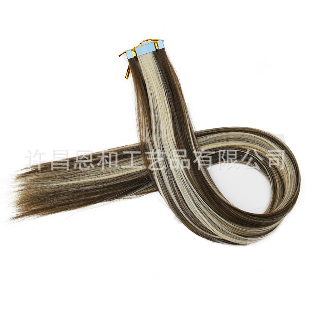 Película europea y americana pelucas blanco sin costuras Tape in hair cabello humano cabello azul adhesivo