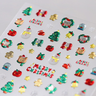 TENSOR new process gilding nail art stickers adhesive nail stickers three-dimensional gilding series M-690-silver jelly