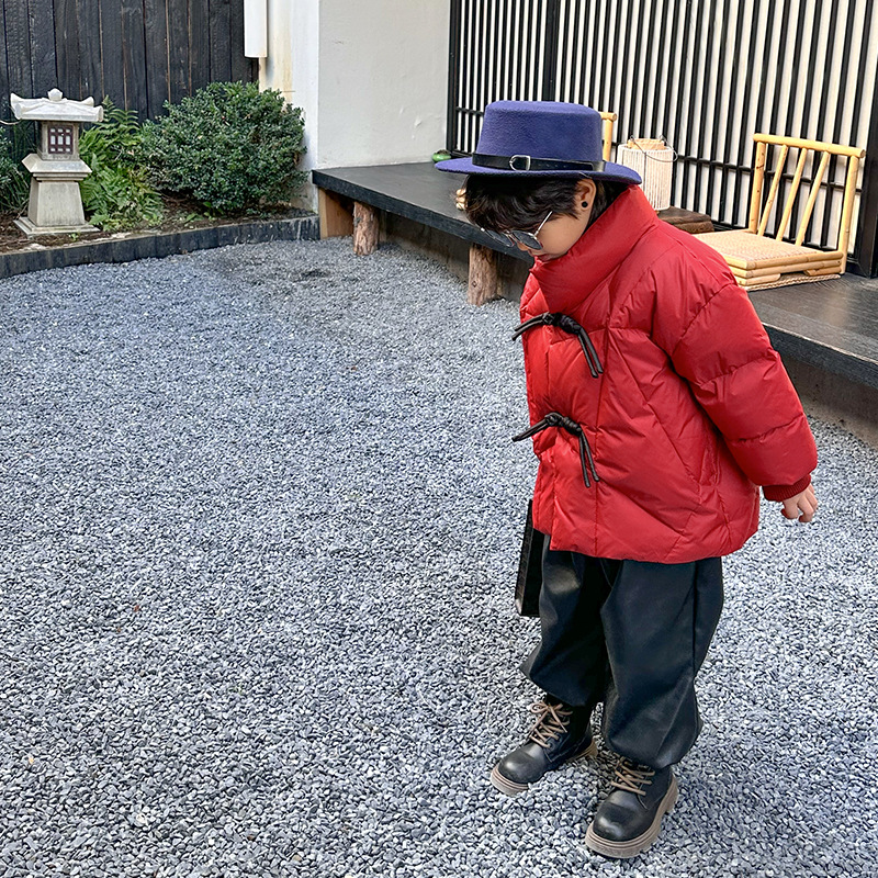 소년의 겨울 두꺼운 바지 2025 겨울 새로운 퀼트 PU 가죽 바지 어린이 한국 스타일 두꺼운 부츠 트렌디