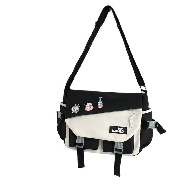 Bolso bandolera para hombre marca de moda nuevo bolso de hombro para mujer japonés de gran capacidad en contraste color casual bolso de estudiante ropa para hombre