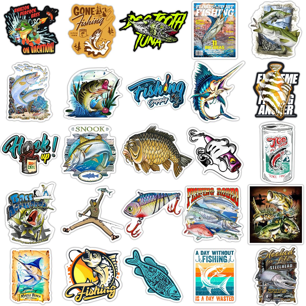50 Pegatinas Impermeables de PVC, para Pesca, Cajas de Señuelos y Bicicletas image 5