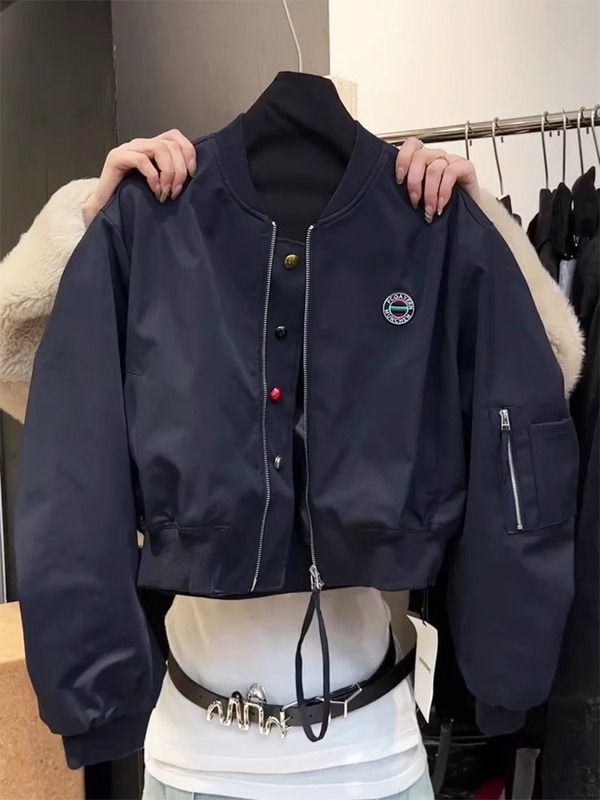 棒球服2025新款高级感夹克上衣女装秋装欧洲站欧货藏青色显瘦外套|undefined