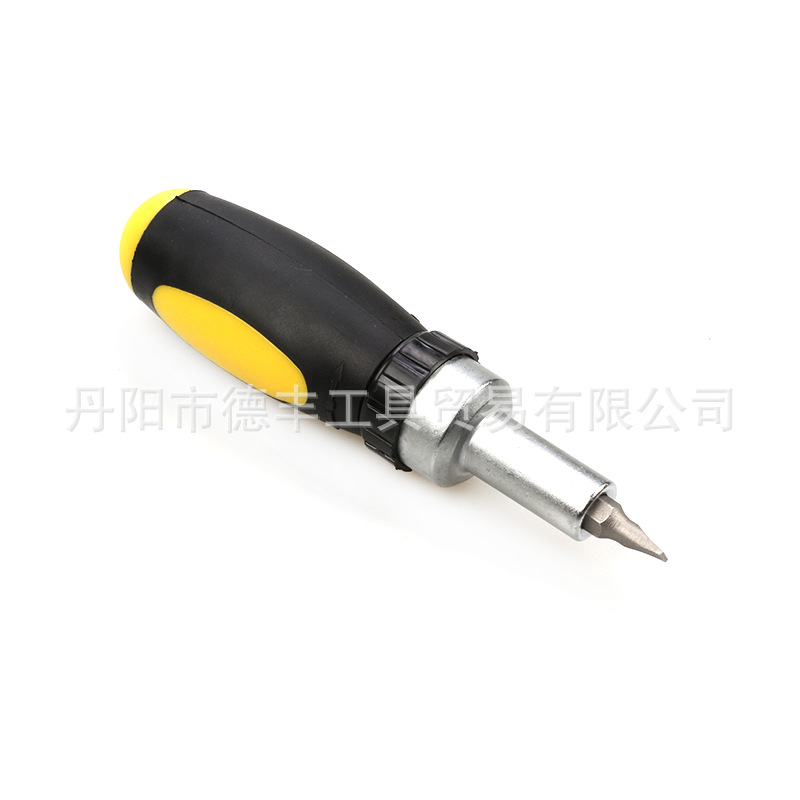 黄色棘轮螺丝刀 直柄1/4批头正反棘轮手柄扳手6.35mm螺丝刀头接杆
