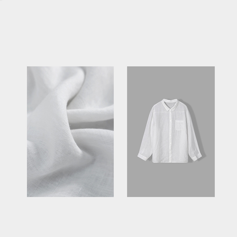 New 100% Hemp Long-Sleeved Shirt in Moon White/Navy Blue, Artistic Retro Loose-Fitting Women's Top Fsy50556 New 100% Hemp Long-Sleeved Shirt in Moon White/Navy Blue, Artistic Retro Loose-Fitting Women's Top Fsy50556
