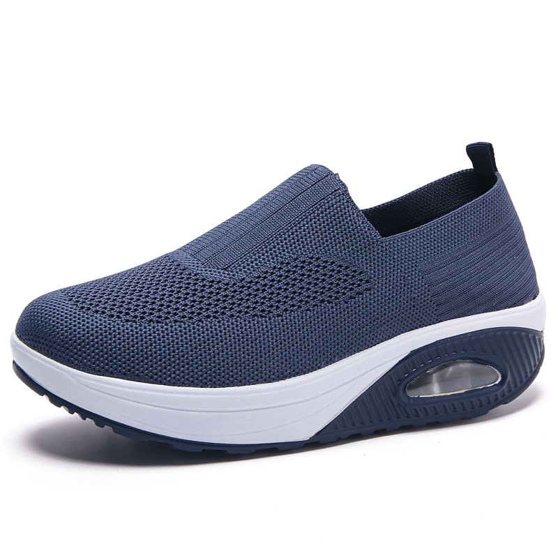 Otoño 2023 Zapatos de mujer patada transfronteriza vuelo cómodo tejido antideslizante de malla de fondo suave Comercio exterior transpirable cojín de aire zapatilla