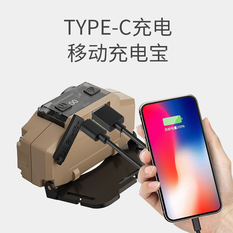 Transfronterizo nuevo faro de inducción al aire libre lámpara USB recargable portátil impermeable larga resistencia noche pesca LED faro al por mayor