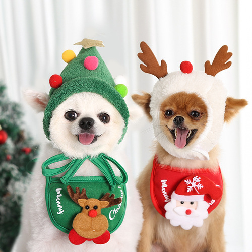 Dogs, cats, pets, Christmas hats, saliva scarves, neck scarves, bellybands, Teddy poodles, Pomeranian autumn and winter clothes and supplies
