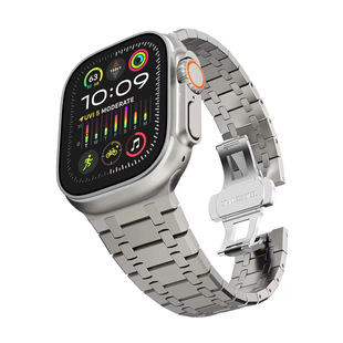 New Apple Watch Apple Ultra Five Bead Butterfly Buckle Metal Strap 49MM Stainless Steel Strap