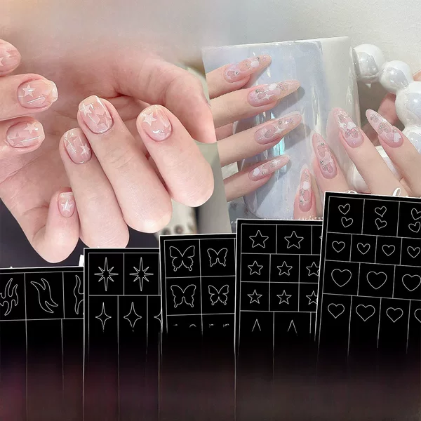 Nail art supplies hollow nail art spray painting template stickers hollow butterfly love nail decals spot wholesale