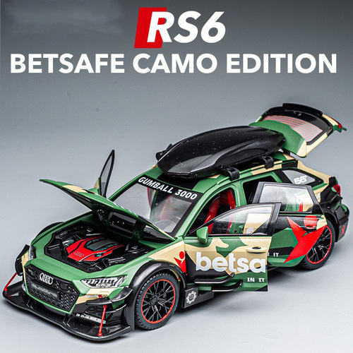 1:24 Scale RS6 Race Car Replica Alloy Model Boy's Toy Sound and Light Car Wholesale and Retail Display
