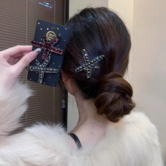 韓国ラインストーンヒトデヘアピン女性用 2025 新しいスタイル後頭部の細い髪を整理するサイド前髪カモノハシクリップヘアピン