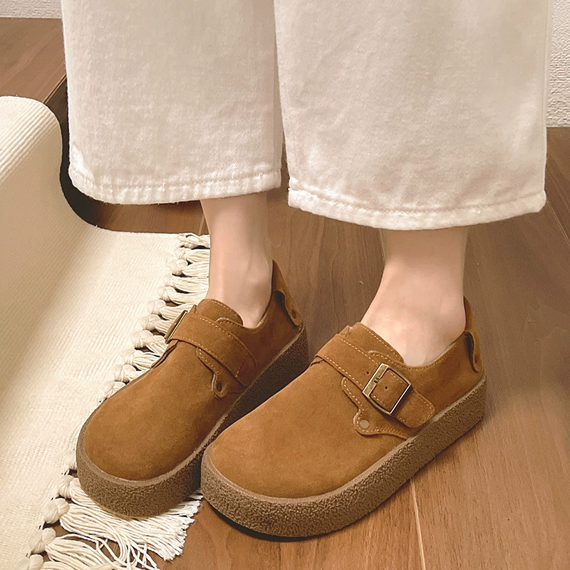 Ретро обувь Birkenstock для женщин 2025 весна и осень, беременные с антискольжением, мокасины с ощущением шва под ногой, носок круглой формы, универсальные ботинки