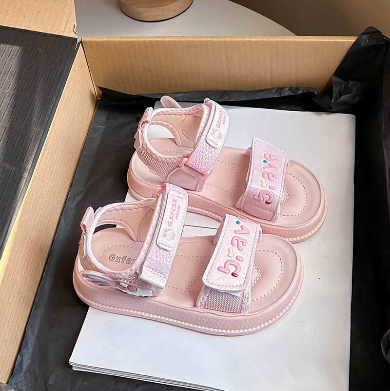 Zapatos de princesa huecos de dedo abierto para niñas 2026 verano nuevo estilo para niños con suela suave de moda versátil zapatos de playa deportivos zapatillas frías
