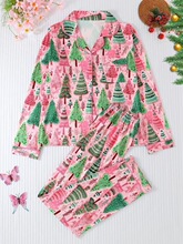 M 36615 Fashion Print Christmas Pajamas omen's Set ӡ��ʥ��