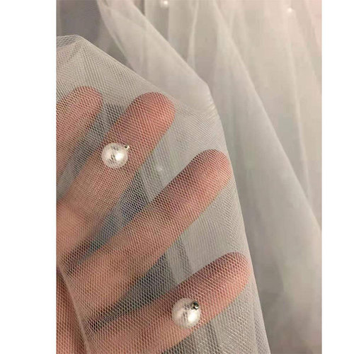  Bridal Veil New Fairy Metal Hair Comb Beads Double-layer Pearl Travel Pat Veil Wedding Accessories