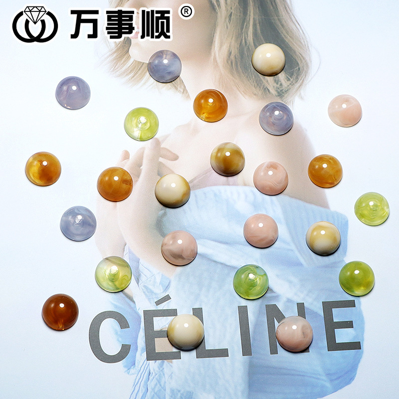 Factory wholesale acrylic 14mm round bead half color Halo hair accessories mobile phone case nail patch DIY jewelry