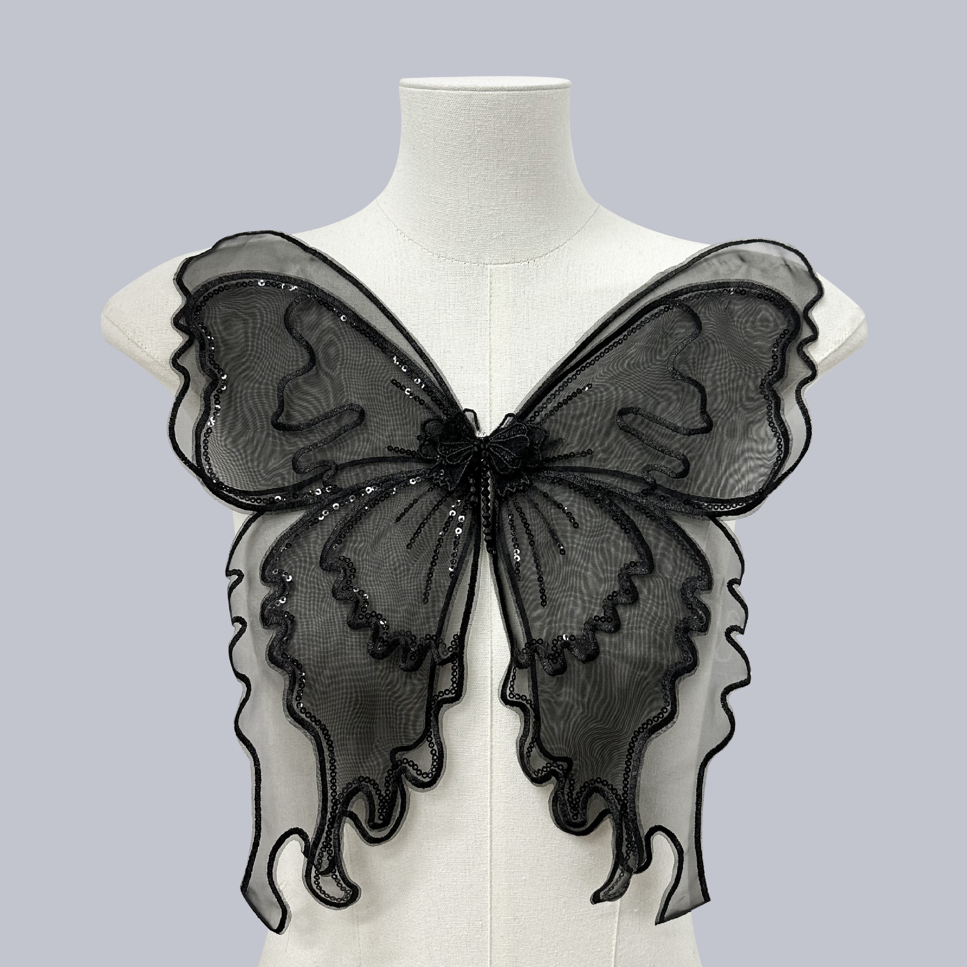Parches de tela con bordado de encaje en stock, apliques de mariposa para ropa, accesorios para tocados, correas, decoración para camisones y vestidos.