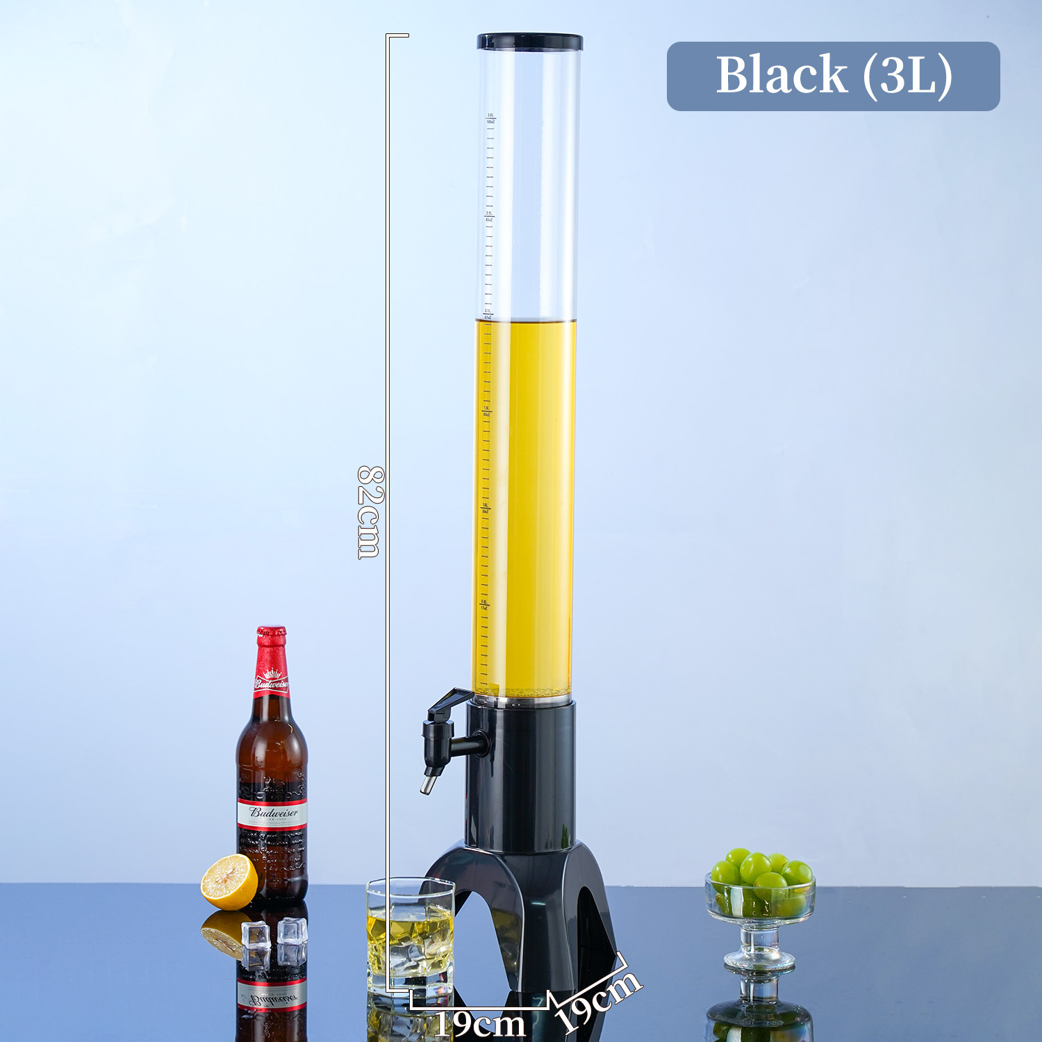 3.0L - 블랙 (아이스 큐브 & 조명 포함)