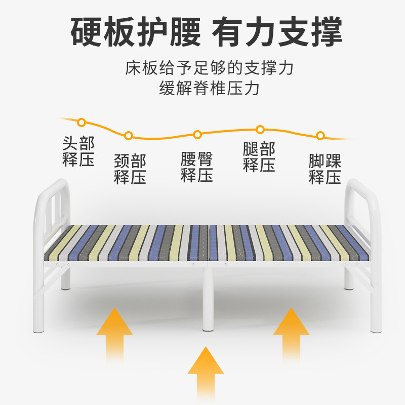 Cama individual plegable, escolta hospitalaria, pausa para el almuerzo en la oficina en casa, fácil de transportar, almacenamiento, cama de hierro al aire libre, casa de alquiler