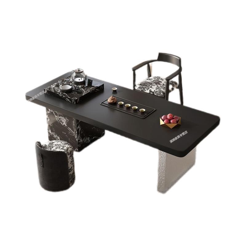 Italian-style rock slab tea table and chair set, light luxury modern high-end design, suitable for office, home, and balcony, dual-purpose tea table
