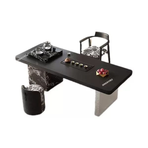 Italian-style rock slab tea table and chair set, light luxury modern high-end design, suitable for office, home, and balcony, dual-purpose tea table