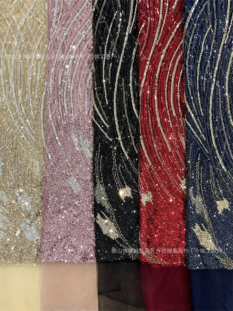 Tubo de cuentas Lentejuelas bordado tela de malla vestido de noche tela de moda Beaded Sequin lace spot