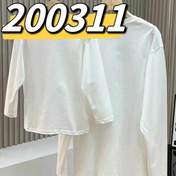 200311. Spring new large children Korean embroidery solid color round neck casual simple parent-child base shirt