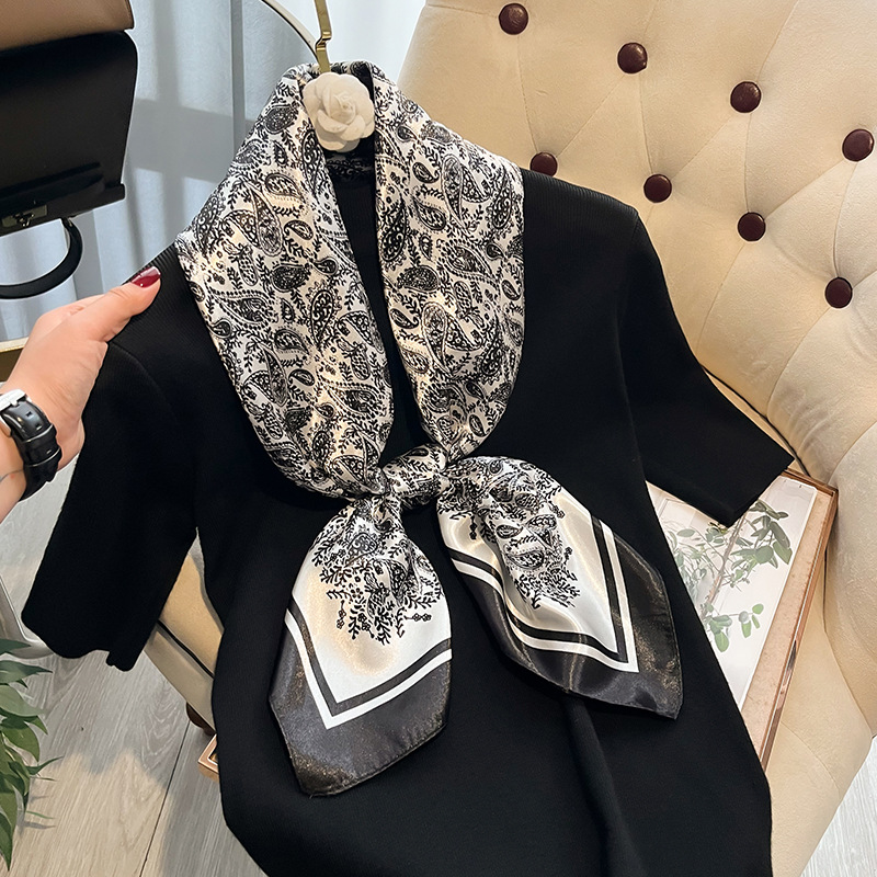 Women's Gender Women's Elegant Plant Satin Silk Scarf