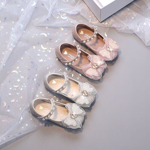 Girls Princess Shoes Girls Shoes Crystal Shoes  Spring and Autumn New Children's Shoes Single Shoes Soft Sole Leather Shoes Little Girls