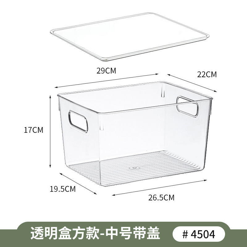 Caja transparente cuadrada tamaño mediano con tapa-1 juego
