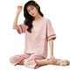 New Sweet Cute Short-sleeved Cropped Pants Women's Pajamas Summer Cotton plus size Loose Casual Home Clothes suit