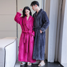 秋冬季长款浴袍法兰绒睡衣女情侣睡袍舒适居家服加厚浴袍酒店浴衣