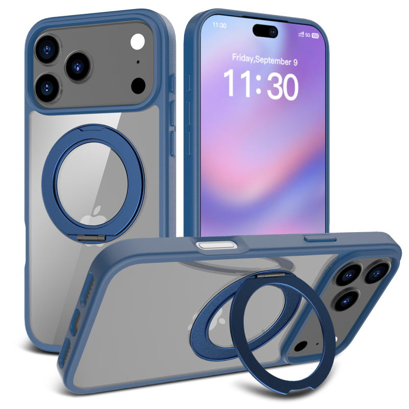 适用iPhone17promax磁吸磨砂透明16plus苹果带旋转隐形支架手机壳|undefined