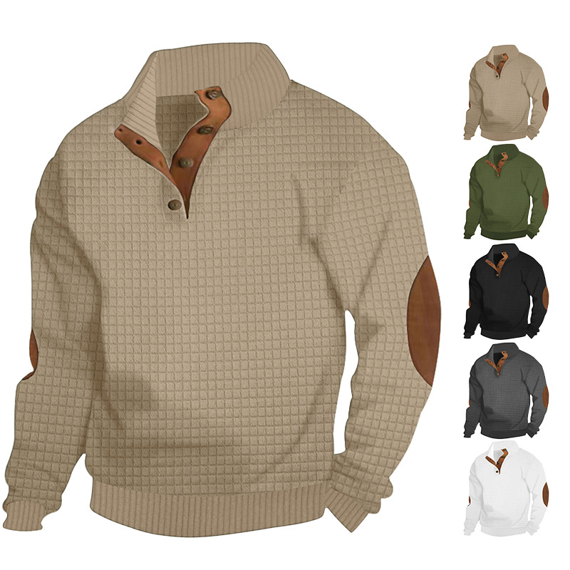 Monochrome Man- Spring And Autumn Fashion European Size High-End Versatile Trendy Men's Casual Stand Collar Long_voghion.com
